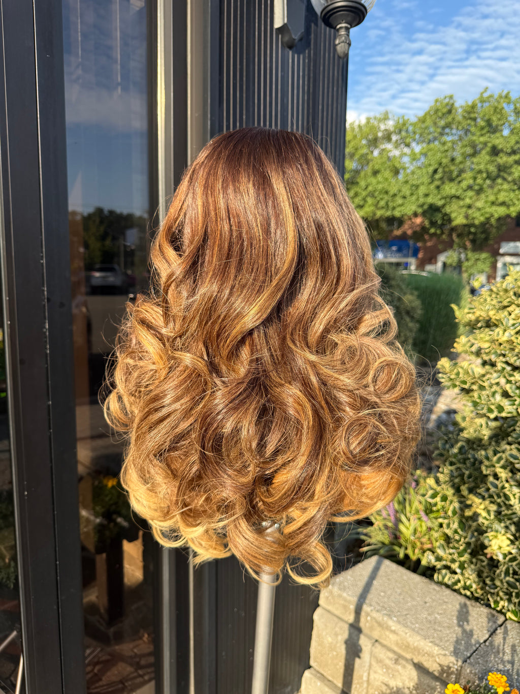 Golden Balayage | 22 Inch Glueless Human Hair Wig 6x6 HD Closure with Curtain Bangs