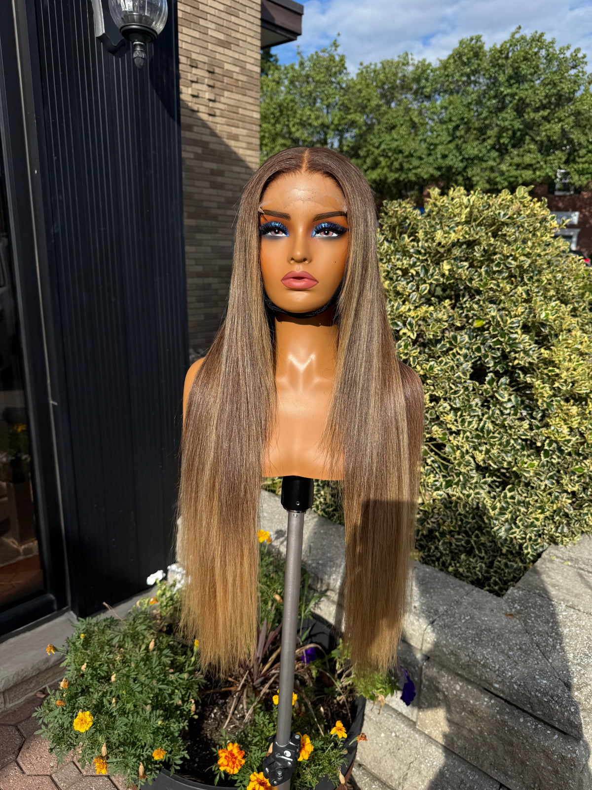 Custom Golden Balayage | 28 Inch Glueless Human Hair Wig 5x5 HD Closure