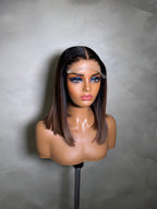 Cara | Caramel Balayage Glueless Human Hair Wig 12 Inch HD Closure