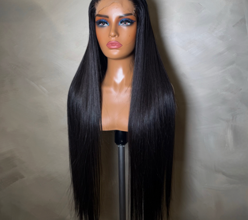 black long glueless human hair wig natural hairline hd lace