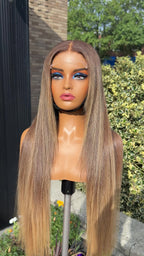 Custom Golden Balayage | 28 Inch Glueless Human Hair Wig 5x5 HD Closure