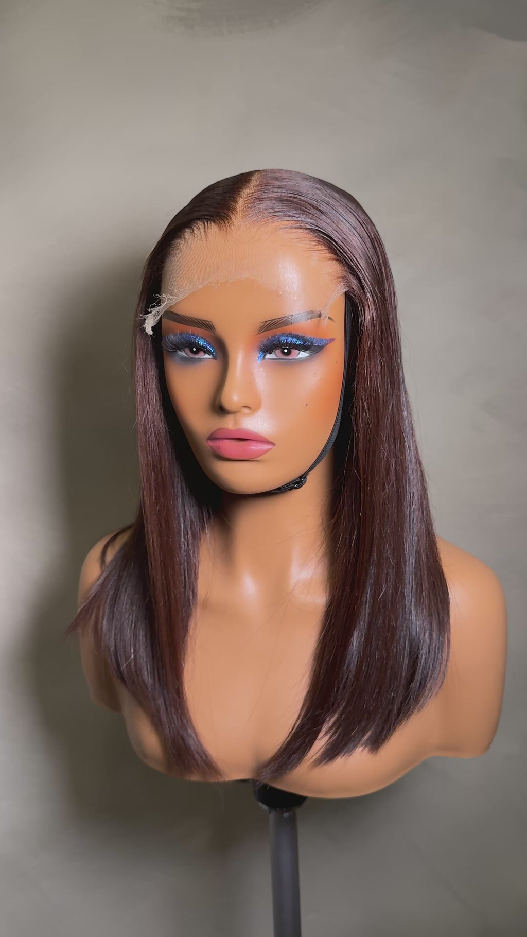 Ebony | Chocolate Brown Glueless Human Hair Wig 14 Inch HD Closure