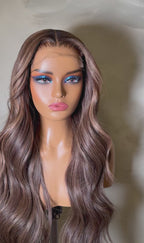 Caramel Balayage, chocolate brown HD 5x5 glueless closure wig